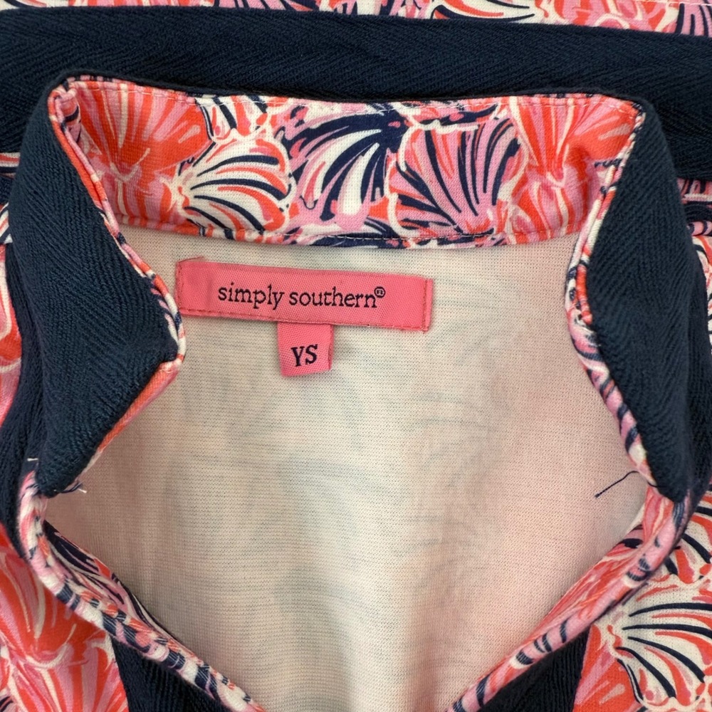 Simply Southern Girls‎ S Sleeveless Dress Pink Shell Print Navy Beach Nautical - Picture 2 of 8